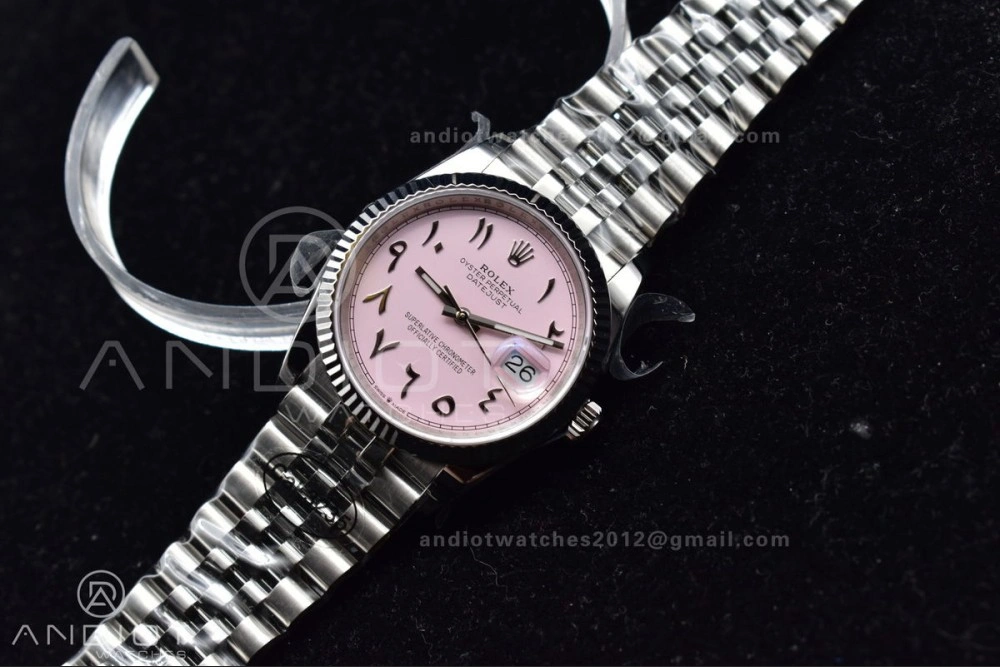 DateJust 36 SS DIWF 1:1 Best Edition 904L Steel Pink Arabic Dial on Jubilee Bracelet SA Colorful 581