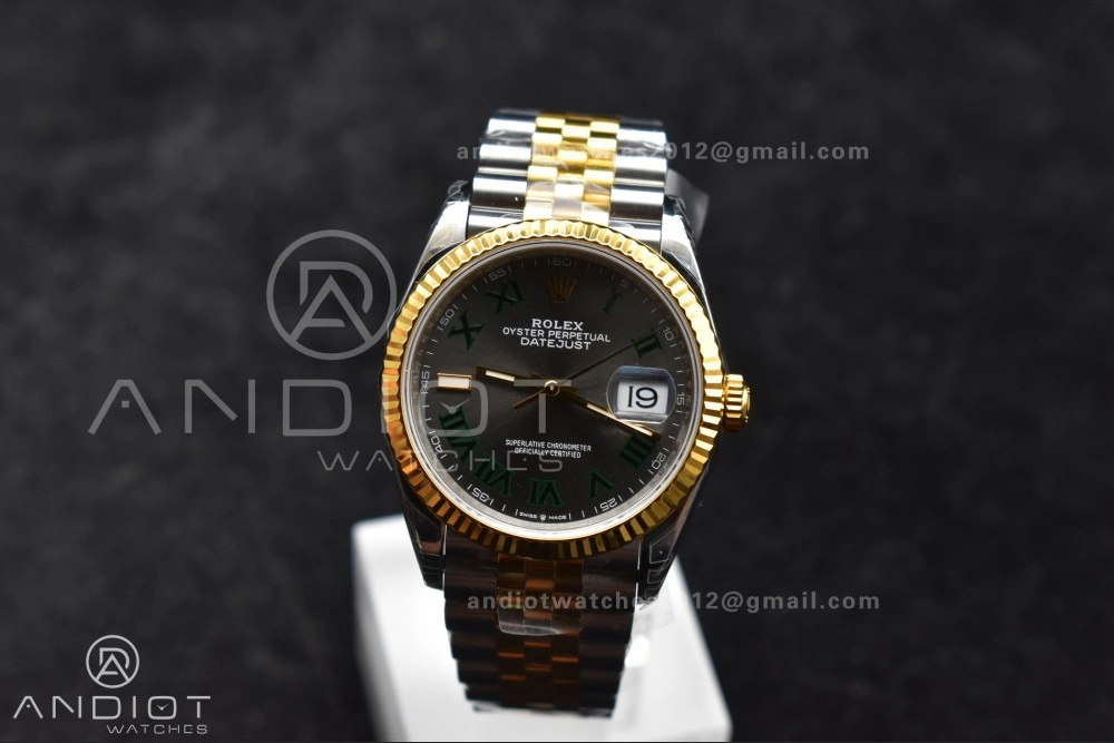 OnTrend DateJust 36 SS RG 126231 VSF 1:1 Best Edition 904L Steel Gray Dial Green Roman Marker on Jubilee Bracelet VS 578