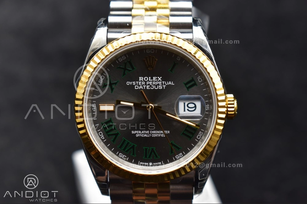 OnTrend DateJust 36 SS RG 126231 VSF 1:1 Best Edition 904L Steel Gray Dial Green Roman Marker on Jubilee Bracelet VS 578