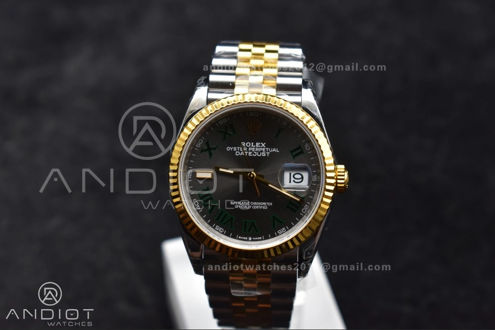 OnTrend DateJust 36 SS RG 126231 VSF 1:1 Best Edition 904L Steel Gray Dial Green Roman Marker on Jubilee Bracelet VS 578