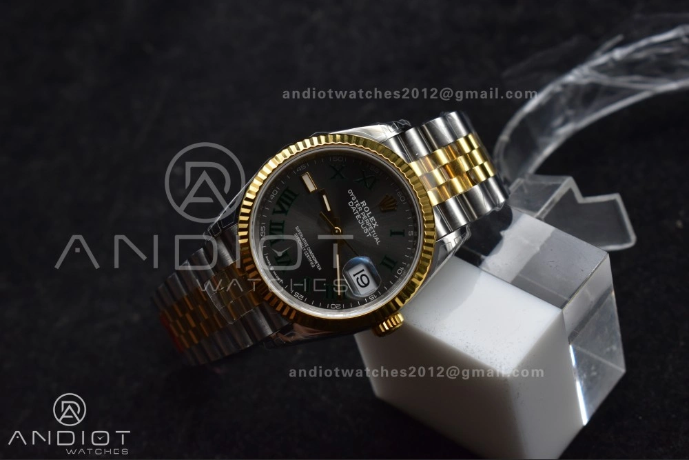 OnTrend DateJust 36 SS RG 126231 VSF 1:1 Best Edition 904L Steel Gray Dial Green Roman Marker on Jubilee Bracelet VS 578