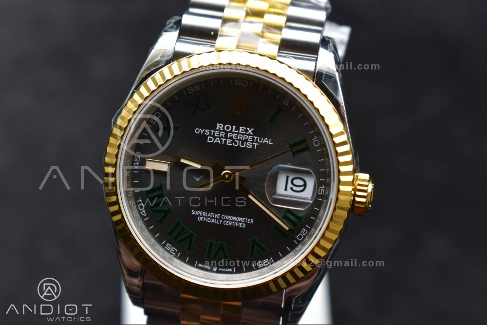 OnTrend DateJust 36 SS RG 126231 VSF 1:1 Best Edition 904L Steel Gray Dial Green Roman Marker on Jubilee Bracelet VS 578