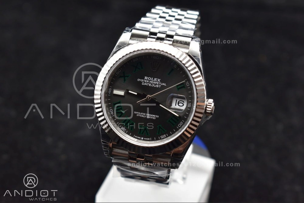 Sporty DateJust 41 126330 904L SS VSF 1:1 Best Edition Gray Dial Green Roman on Jubilee Bracelet VS 585