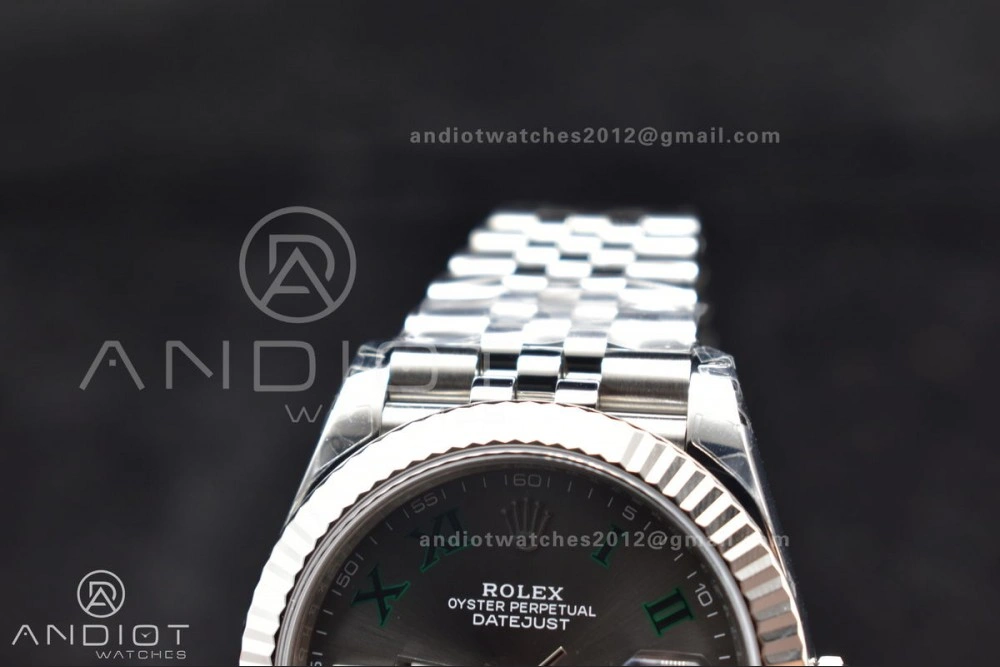Sporty DateJust 41 126330 904L SS VSF 1:1 Best Edition Gray Dial Green Roman on Jubilee Bracelet VS 585