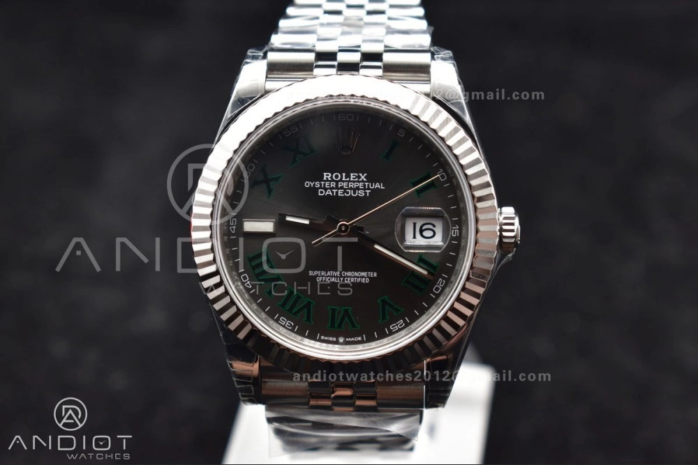 Sporty DateJust 41 126330 904L SS VSF 1:1 Best Edition Gray Dial Green Roman on Jubilee Bracelet VS 585