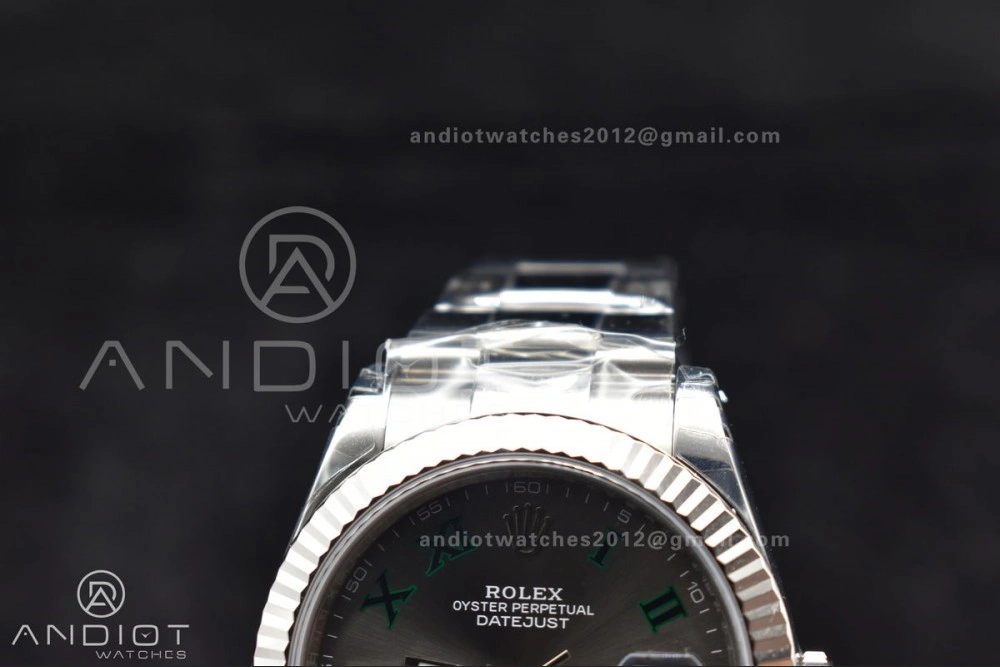 Tailored DateJust 41 126330 904L SS VSF 1:1 Best Edition Gray Dial Green Roman on Oyster Bracelet VS 590