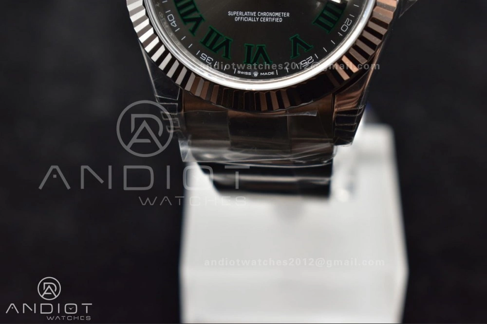 Tailored DateJust 41 126330 904L SS VSF 1:1 Best Edition Gray Dial Green Roman on Oyster Bracelet VS 590