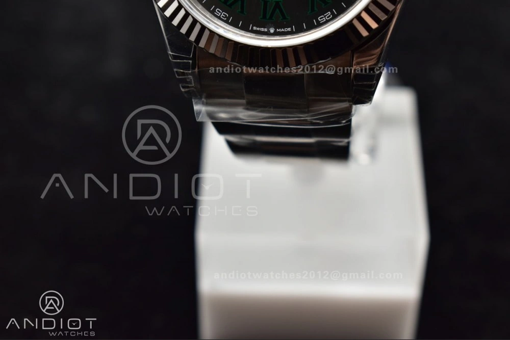 Tailored DateJust 41 126330 904L SS VSF 1:1 Best Edition Gray Dial Green Roman on Oyster Bracelet VS 590