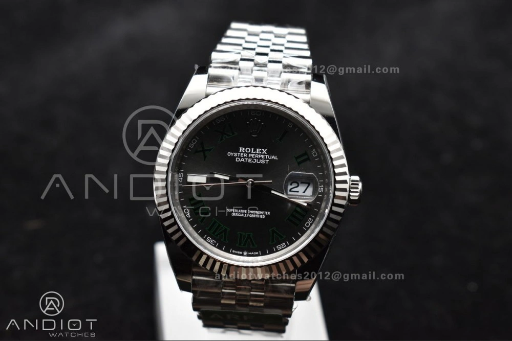 DateJust 41 126330 Wimbledon 904L SS ARF 1:1 Best Edition Gray Dial Green Roman On Jubilee Bracelet Vr Vibrant 589