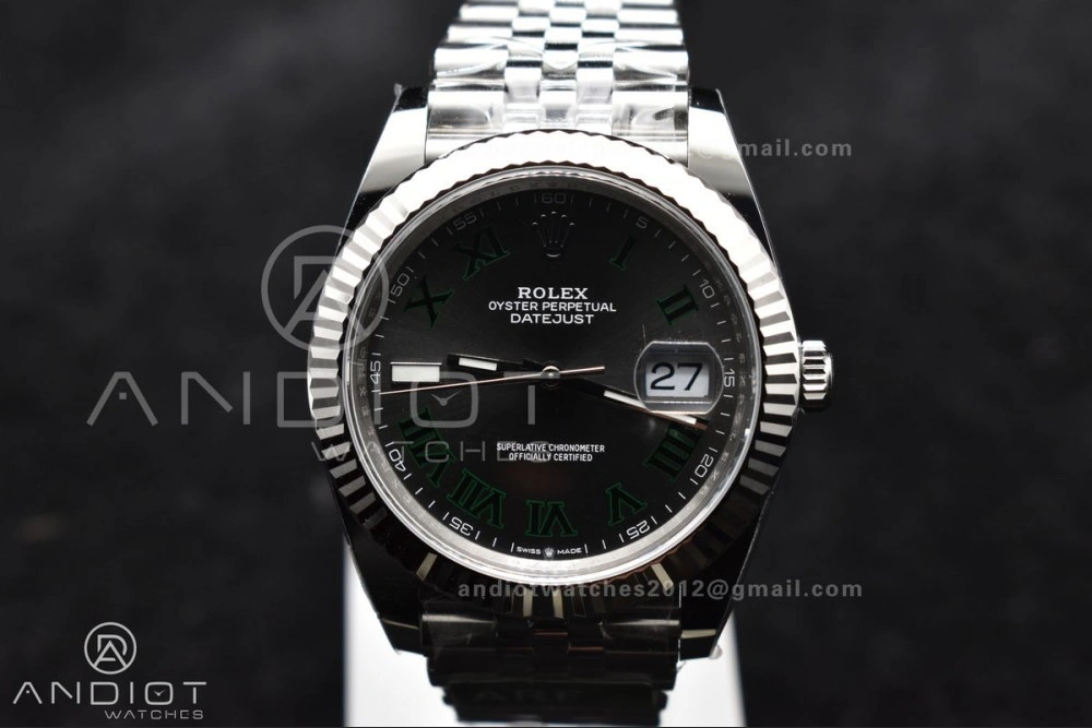 DateJust 41 126330 Wimbledon 904L SS ARF 1:1 Best Edition Gray Dial Green Roman On Jubilee Bracelet Vr Vibrant 589