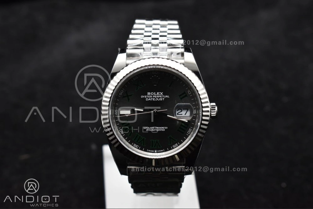 DateJust 41 126330 Wimbledon 904L SS ARF 1:1 Best Edition Gray Dial Green Roman On Jubilee Bracelet Vr Vibrant 589