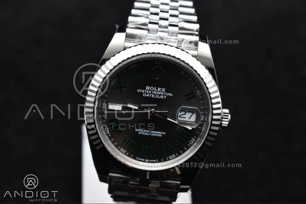 DateJust 41 126330 Wimbledon 904L SS ARF 1:1 Best Edition Gray Dial Green Roman On Jubilee Bracelet Vr Vibrant 589