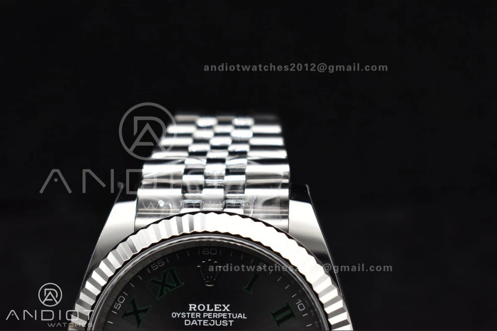 DateJust 41 126330 Wimbledon 904L SS ARF 1:1 Best Edition Gray Dial Green Roman On Jubilee Bracelet Vr Vibrant 589