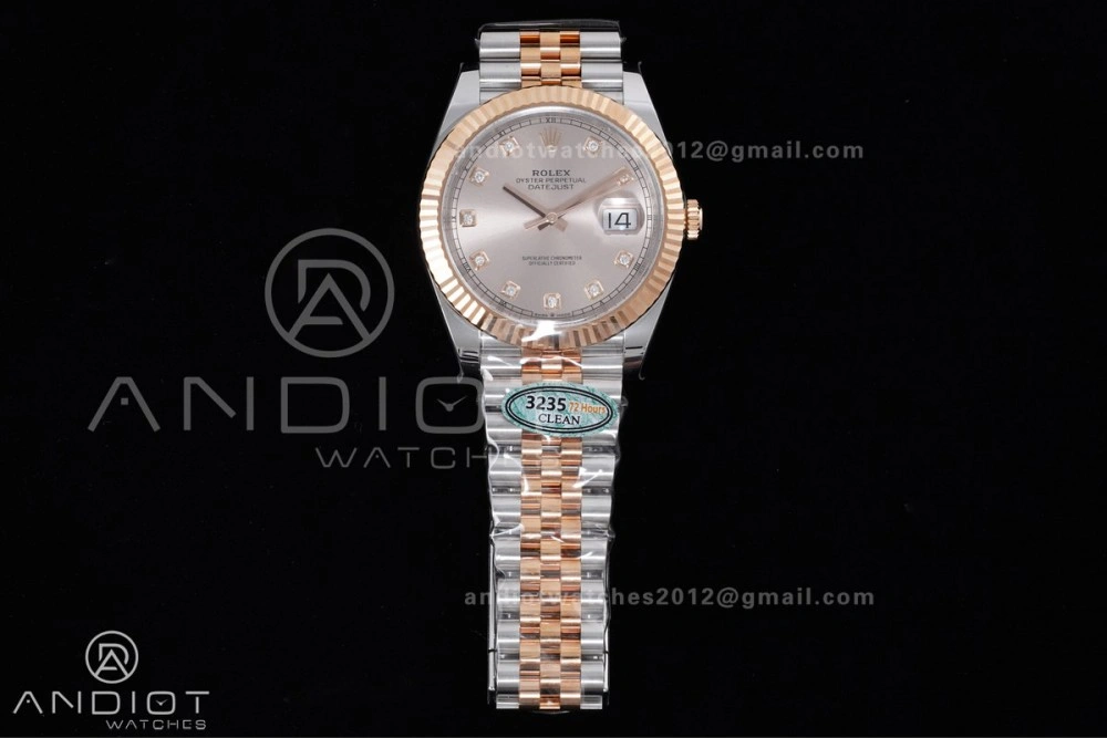 DateJust 41 126331 Clean 1:1 Best Edition 904L Steel RG Diamonds Dial on SS RG Jubilee Bracelet SH HighPerformance 591