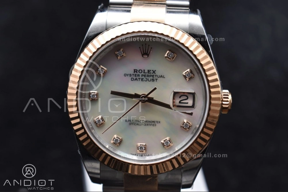 DateJust 41 126331 Clean 1:1 Best Edition 904L Steel White MOP Diamonds Dial RG on Jubilee Bracelet VR EasyMatch 610
