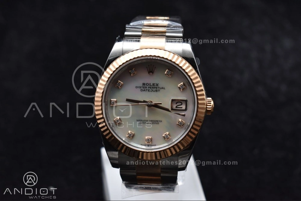 DateJust 41 126331 Clean 1:1 Best Edition 904L Steel White MOP Diamonds Dial RG on Jubilee Bracelet VR EasyMatch 610