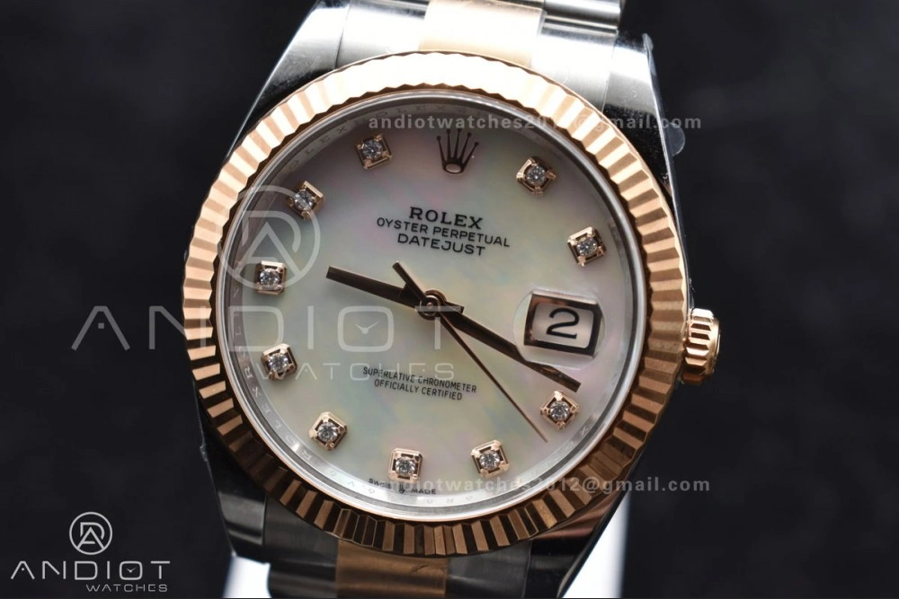 DateJust 41 126331 Clean 1:1 Best Edition 904L Steel White MOP Diamonds Dial RG on Jubilee Bracelet VR EasyMatch 610