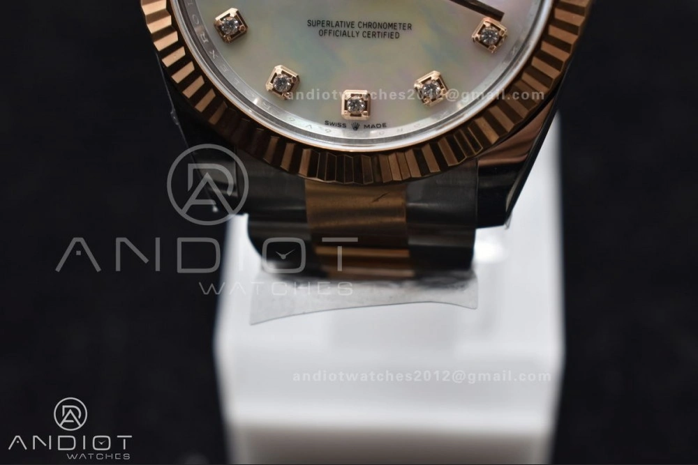 DateJust 41 126331 Clean 1:1 Best Edition 904L Steel White MOP Diamonds Dial RG on Jubilee Bracelet VR EasyMatch 610