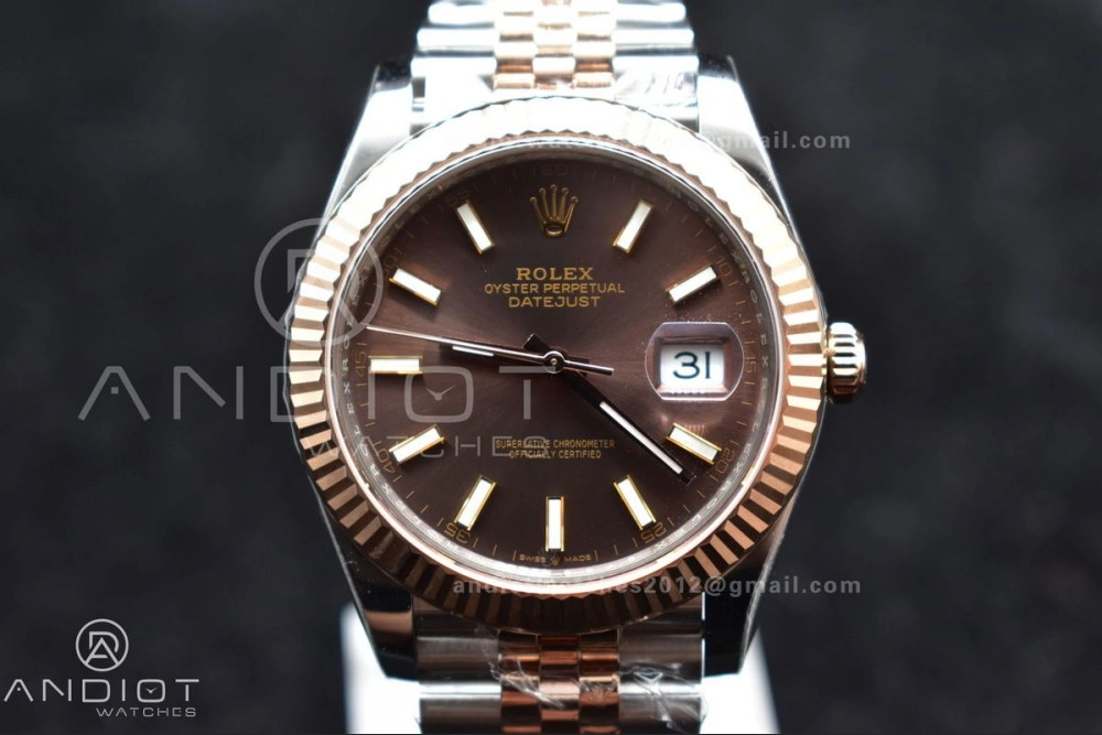DateJust 41 126331 VSF 1:1 Best Edition 904L Steel Brown Dial on SS RG Jubilee Bracelet VS ZipUp 411