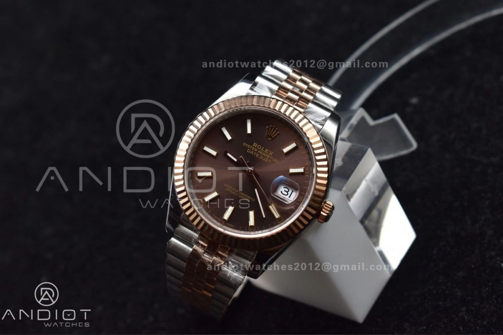 DateJust 41 126331 VSF 1:1 Best Edition 904L Steel Brown Dial on SS RG Jubilee Bracelet VS ZipUp 411