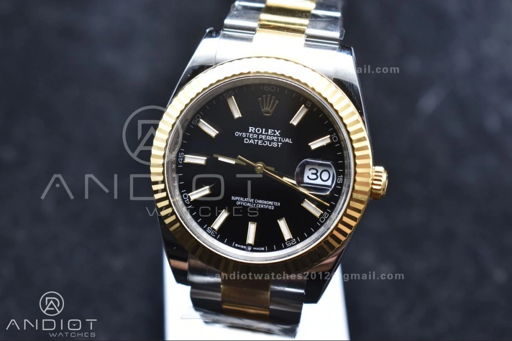 Compact DateJust 41 126333 Clean 1:1 Best Edition 904L Steel Black Stick Dial on SS YG Oyster Bracelet VR 605