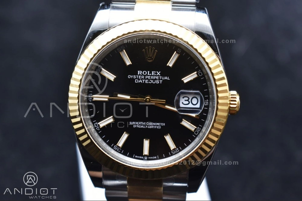 Compact DateJust 41 126333 Clean 1:1 Best Edition 904L Steel Black Stick Dial on SS YG Oyster Bracelet VR 605