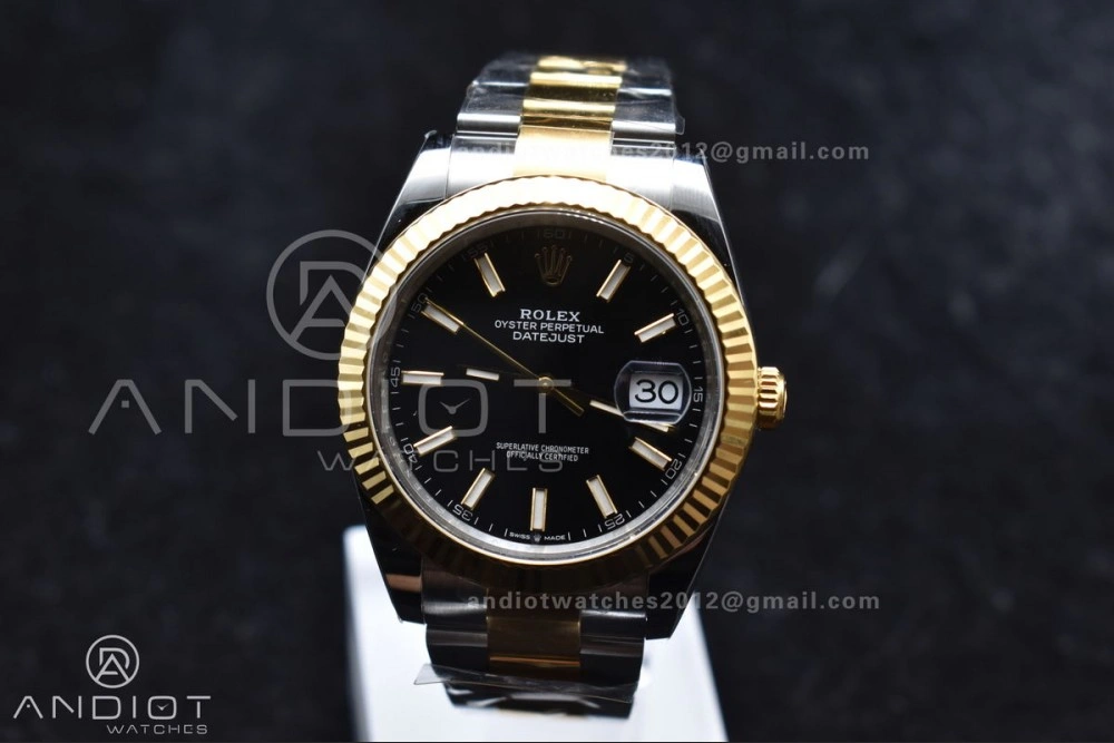 Compact DateJust 41 126333 Clean 1:1 Best Edition 904L Steel Black Stick Dial on SS YG Oyster Bracelet VR 605