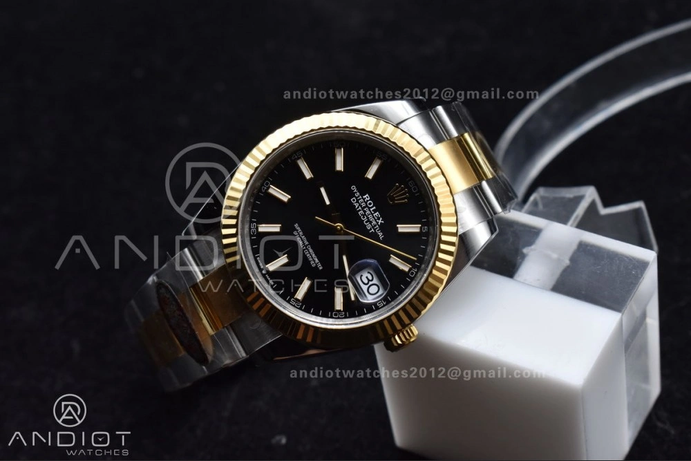 Compact DateJust 41 126333 Clean 1:1 Best Edition 904L Steel Black Stick Dial on SS YG Oyster Bracelet VR 605