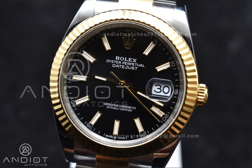 Compact DateJust 41 126333 Clean 1:1 Best Edition 904L Steel Black Stick Dial on SS YG Oyster Bracelet VR 605