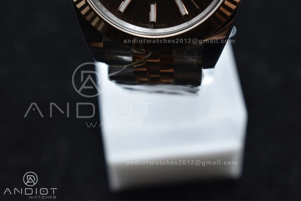 Sleek DateJust 41 126333 Clean 1:1 Best Edition 904L Steel Brown Stick Dial on SS RG Jubilee Bracelet VR 606