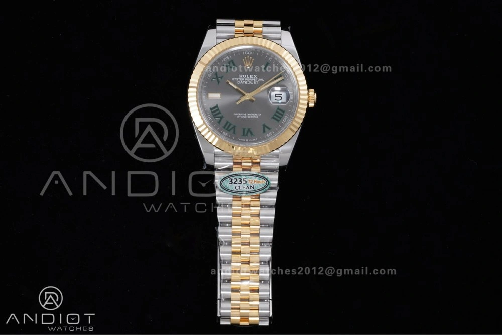 DateJust 41 126333 Clean 1:1 Best Edition 904L Steel Gray Dial Green Roman Marker on SS YG Jubilee Bracelet SH3235 (72 Hours Power Reserve) AllSeason 603