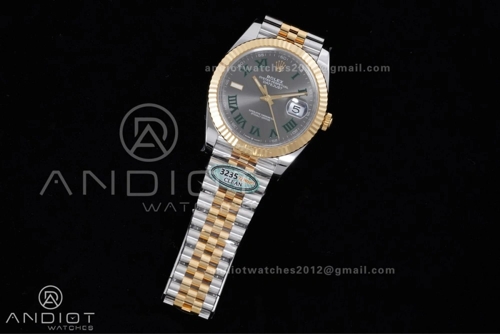 DateJust 41 126333 Clean 1:1 Best Edition 904L Steel Gray Dial Green Roman Marker on SS YG Jubilee Bracelet SH3235 (72 Hours Power Reserve) AllSeason 603