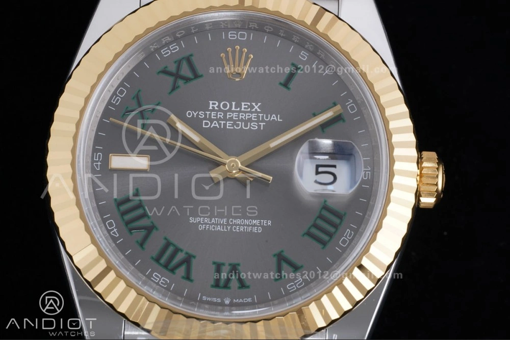 DateJust 41 126333 Clean 1:1 Best Edition 904L Steel Gray Dial Green Roman Marker on SS YG Jubilee Bracelet SH3235 (72 Hours Power Reserve) AllSeason 603