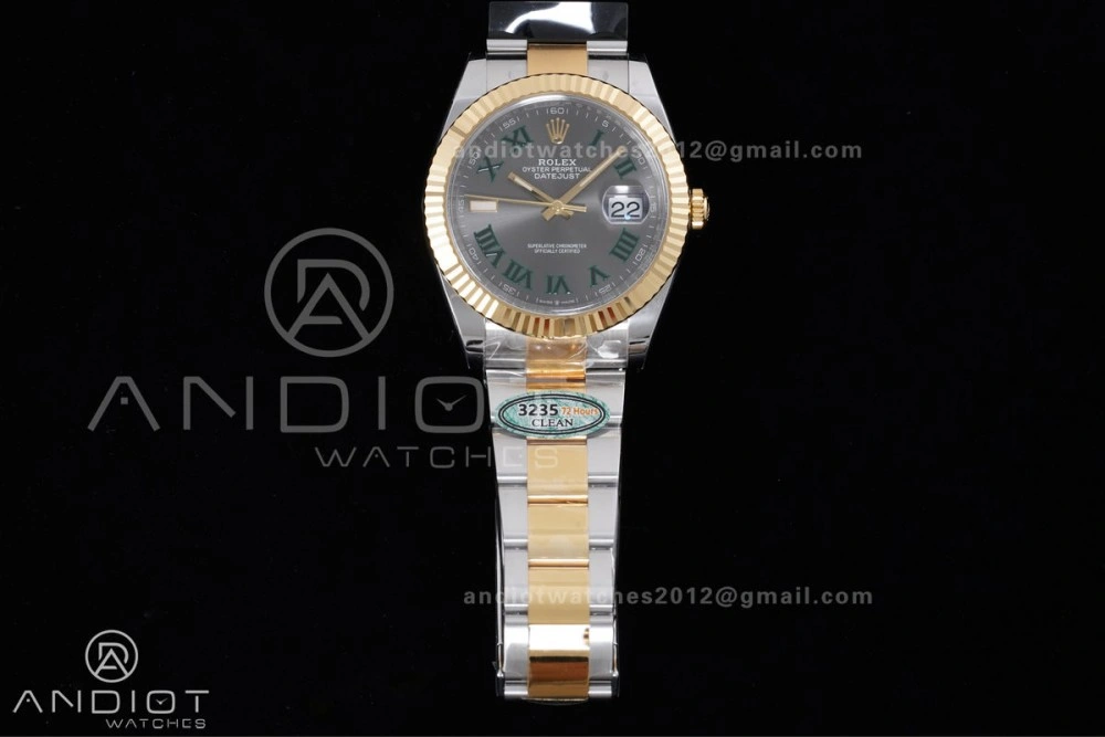 EasyCare DateJust 41 126333 Clean 1:1 Best Edition 904L Steel Gray Dial Green Roman Marker on SS YG Oyster Bracelet SH3235 (72 Hours Power Reserve) 604