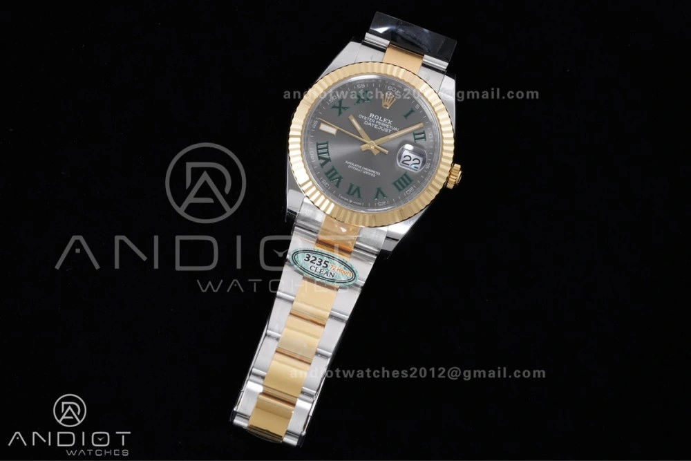 EasyCare DateJust 41 126333 Clean 1:1 Best Edition 904L Steel Gray Dial Green Roman Marker on SS YG Oyster Bracelet SH3235 (72 Hours Power Reserve) 604