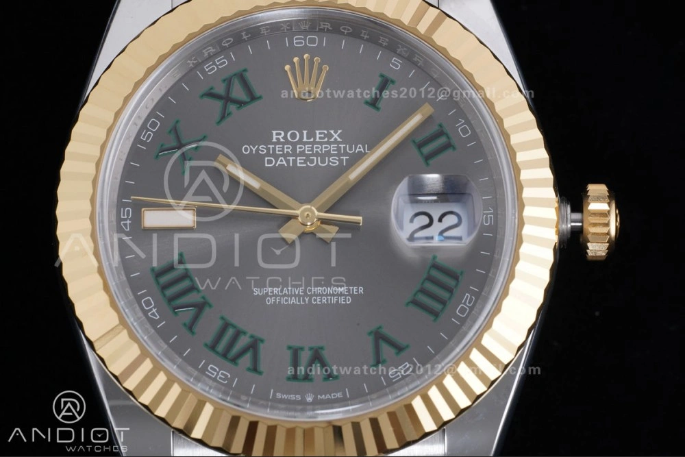 EasyCare DateJust 41 126333 Clean 1:1 Best Edition 904L Steel Gray Dial Green Roman Marker on SS YG Oyster Bracelet SH3235 (72 Hours Power Reserve) 604