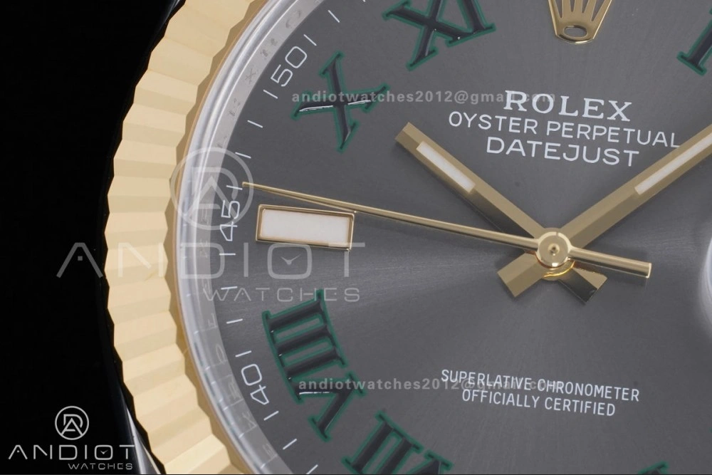 EasyCare DateJust 41 126333 Clean 1:1 Best Edition 904L Steel Gray Dial Green Roman Marker on SS YG Oyster Bracelet SH3235 (72 Hours Power Reserve) 604