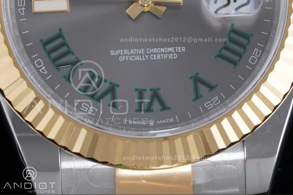 EasyCare DateJust 41 126333 Clean 1:1 Best Edition 904L Steel Gray Dial Green Roman Marker on SS YG Oyster Bracelet SH3235 (72 Hours Power Reserve) 604