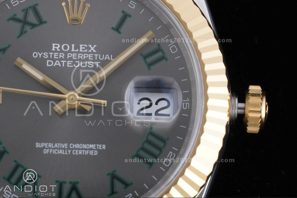 EasyCare DateJust 41 126333 Clean 1:1 Best Edition 904L Steel Gray Dial Green Roman Marker on SS YG Oyster Bracelet SH3235 (72 Hours Power Reserve) 604