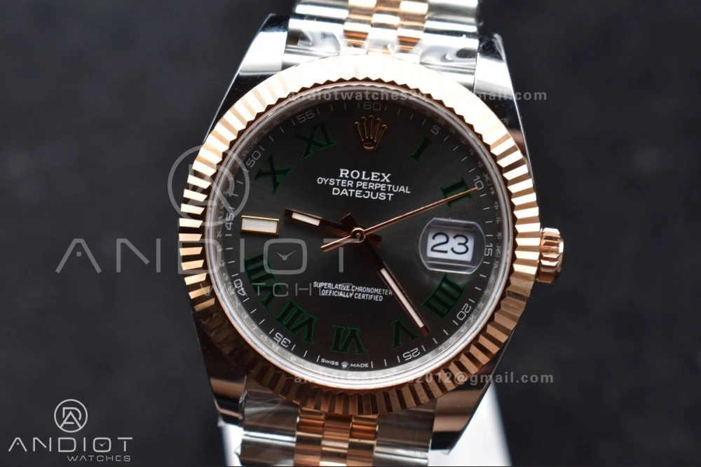 FastDry DateJust 41 126333 SS RG ARF 1:1 Best Edition 904L Steel Gray Green Roman Dial on SS RG Jubilee Bracelet SH3235 (Gain Weight) 612
