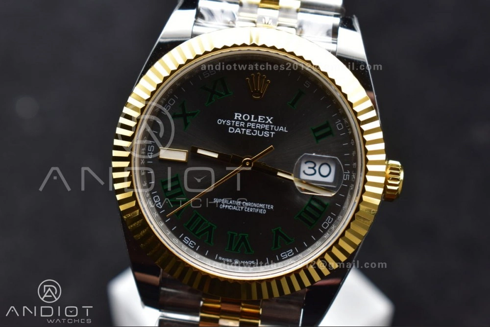 DateJust 41 126333 SS YG ARF 1:1 Best Edition 904L Steel Gray Green Roman Dial on SS YG Jubilee Bracelet SH3235 (Gain Weight) FashionForward 620