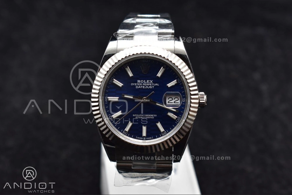 Durable DateJust 41 126334 Clean 1:1 Best Edition 904L Steel Blue Textured Dial On Oyster Bracelet VR 637