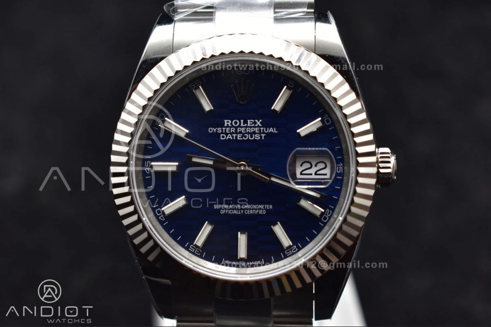 Durable DateJust 41 126334 Clean 1:1 Best Edition 904L Steel Blue Textured Dial On Oyster Bracelet VR 637
