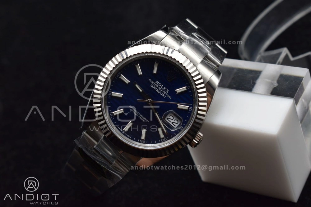 Durable DateJust 41 126334 Clean 1:1 Best Edition 904L Steel Blue Textured Dial On Oyster Bracelet VR 637