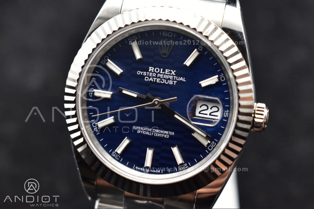 Durable DateJust 41 126334 Clean 1:1 Best Edition 904L Steel Blue Textured Dial On Oyster Bracelet VR 637
