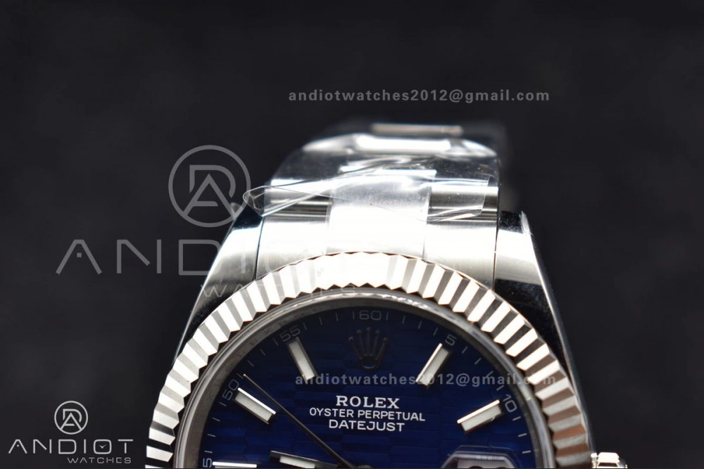 Durable DateJust 41 126334 Clean 1:1 Best Edition 904L Steel Blue Textured Dial On Oyster Bracelet VR 637
