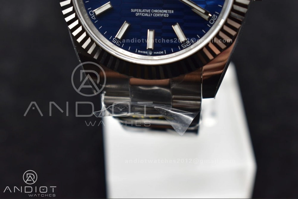 Durable DateJust 41 126334 Clean 1:1 Best Edition 904L Steel Blue Textured Dial On Oyster Bracelet VR 637