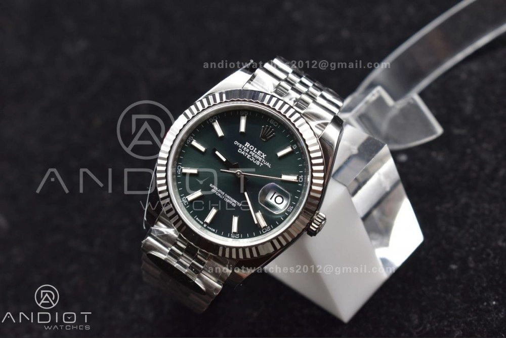 DateJust 41 126334 Clean 1:1 Best Edition 904L Steel Green Stick Dial on Jubilee Bracelet VR Neat 405
