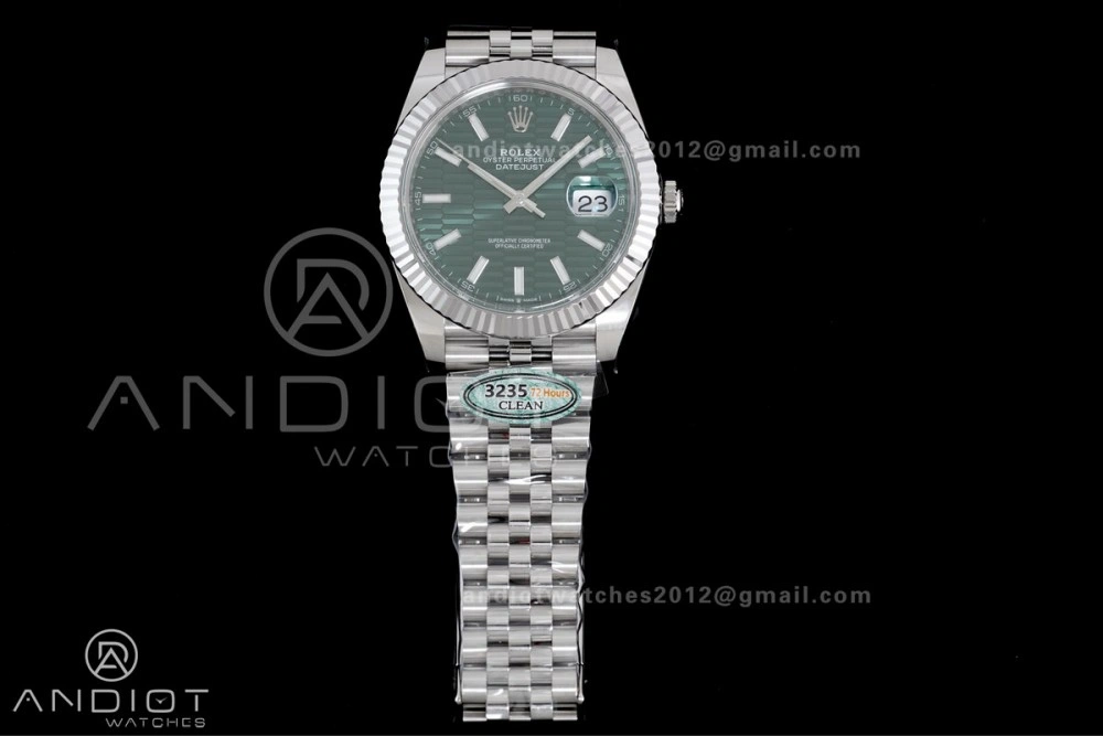 FlexibleFit DateJust 41 126334 Clean 1:1 Best Edition 904L Steel Green Textured Dial on Jubilee Bracelet SH 629