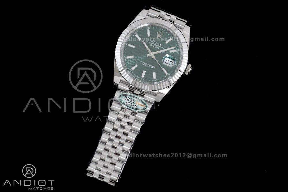 FlexibleFit DateJust 41 126334 Clean 1:1 Best Edition 904L Steel Green Textured Dial on Jubilee Bracelet SH 629